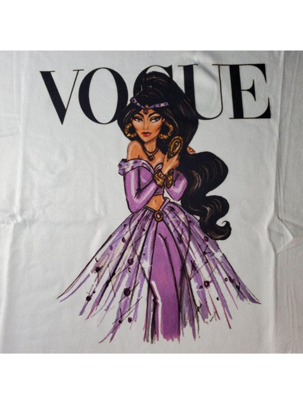 Jasmine Princess Knit Blouse Aladdin Short Sleeve Tee Shirt Graphic Top - Picture 2 of 9